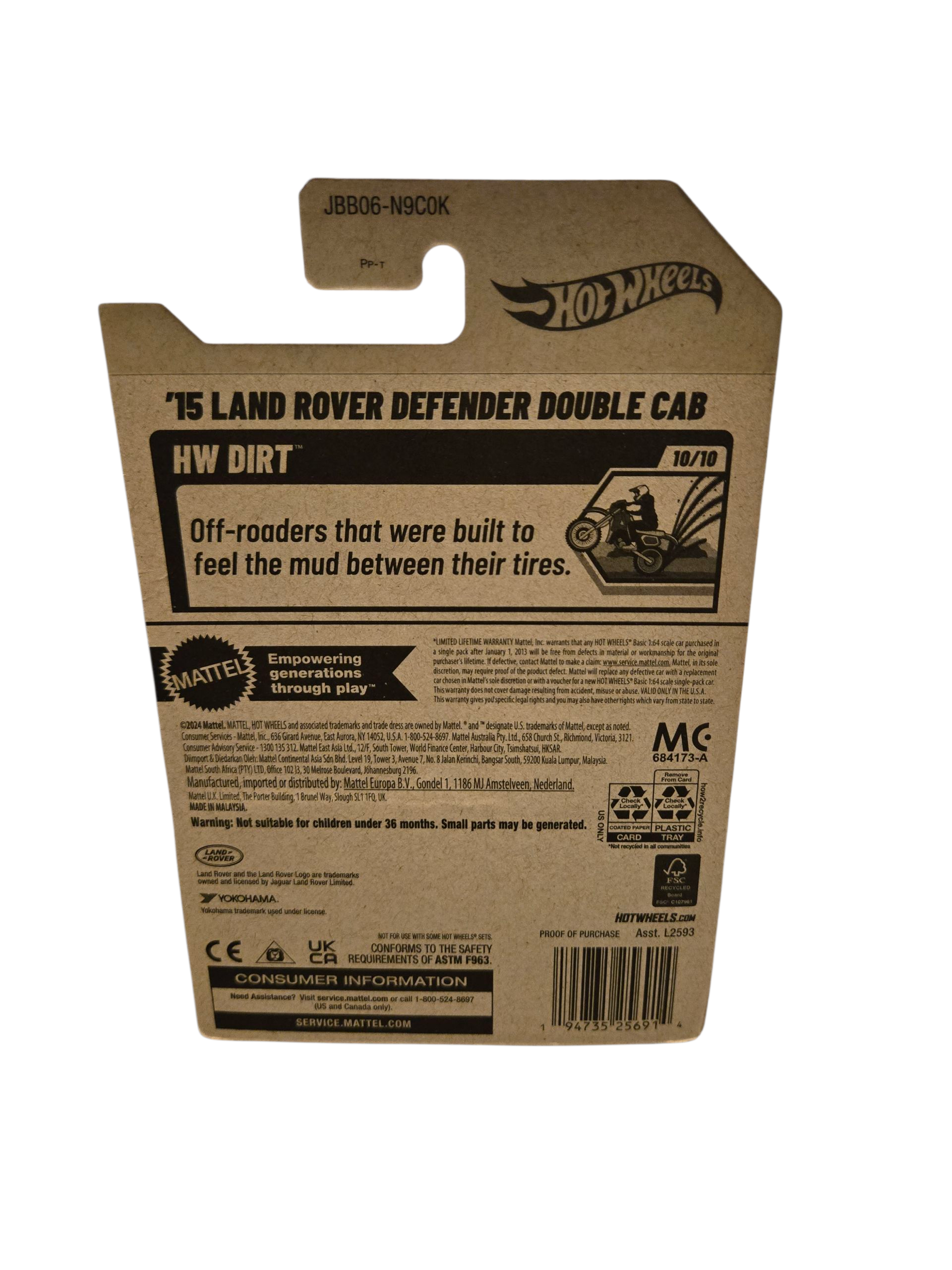 Hot Wheels '15 Land Rover Defender Double Cab - Red (HW Dirt Series)