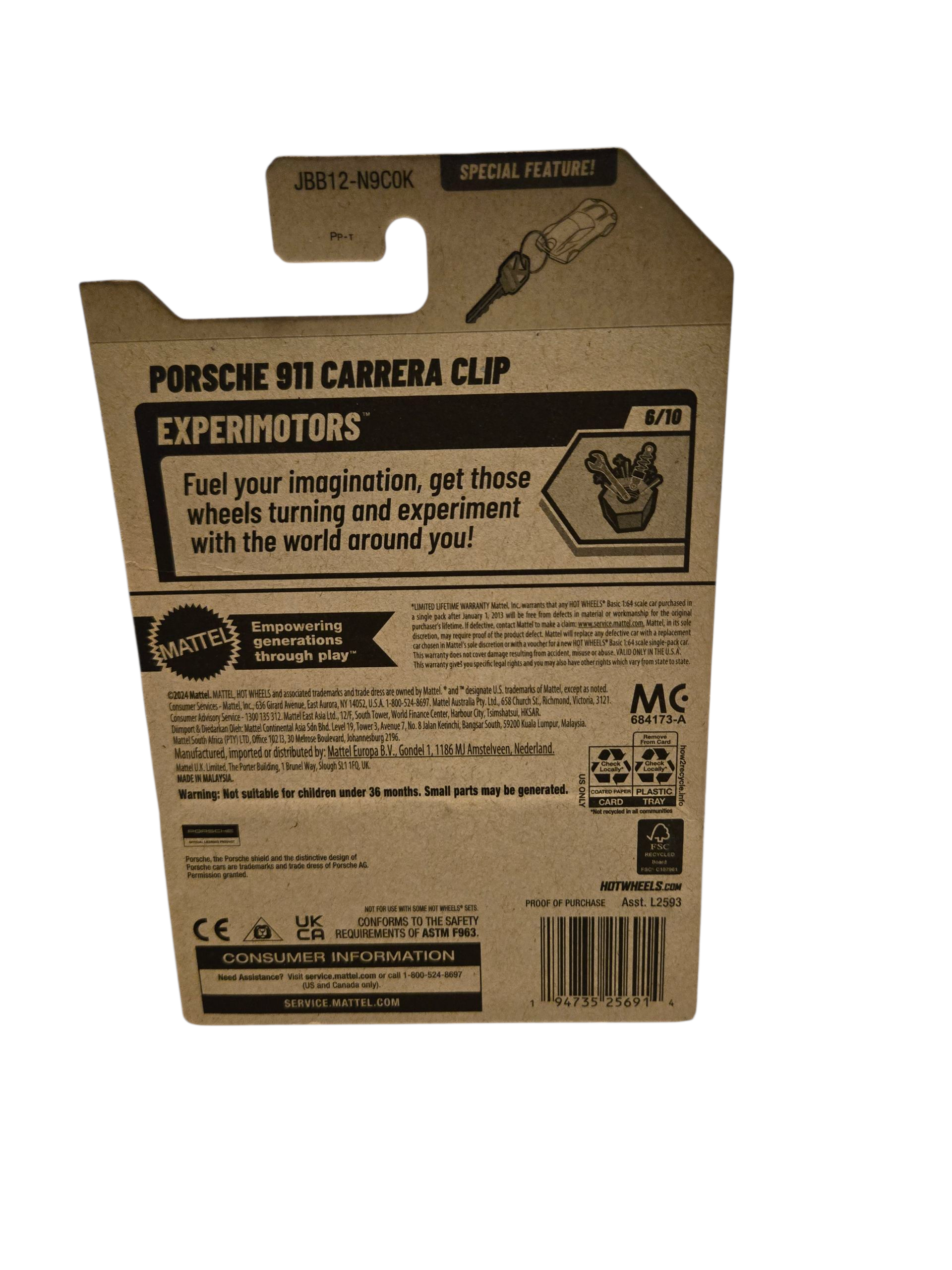 Hot Wheels Porsche 911 Carrera Clip (Red) - 2025 Experimotors Collectible