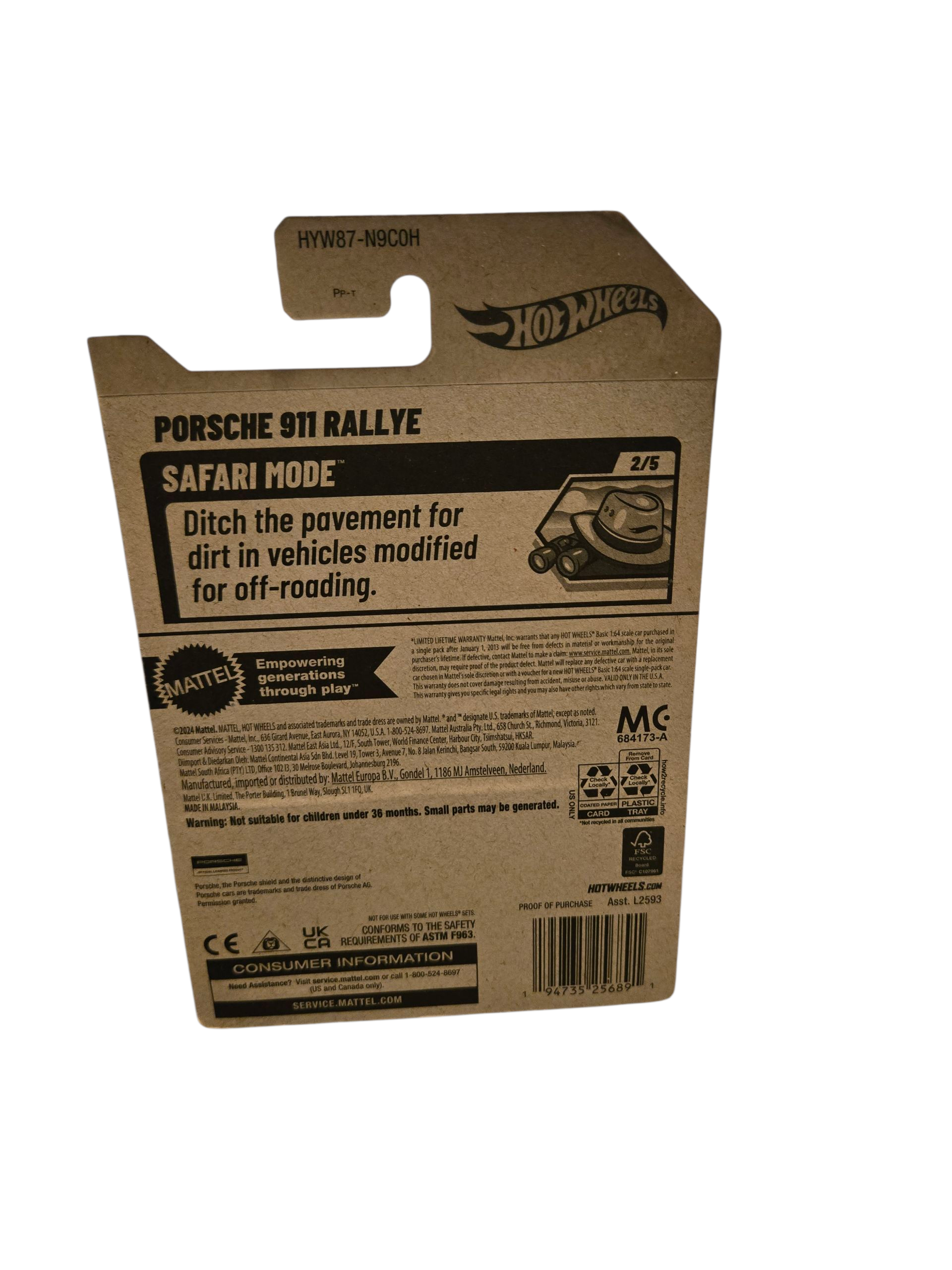 Hot Wheels 2025 Safari Mode Porsche 911 Rallye (154/250)