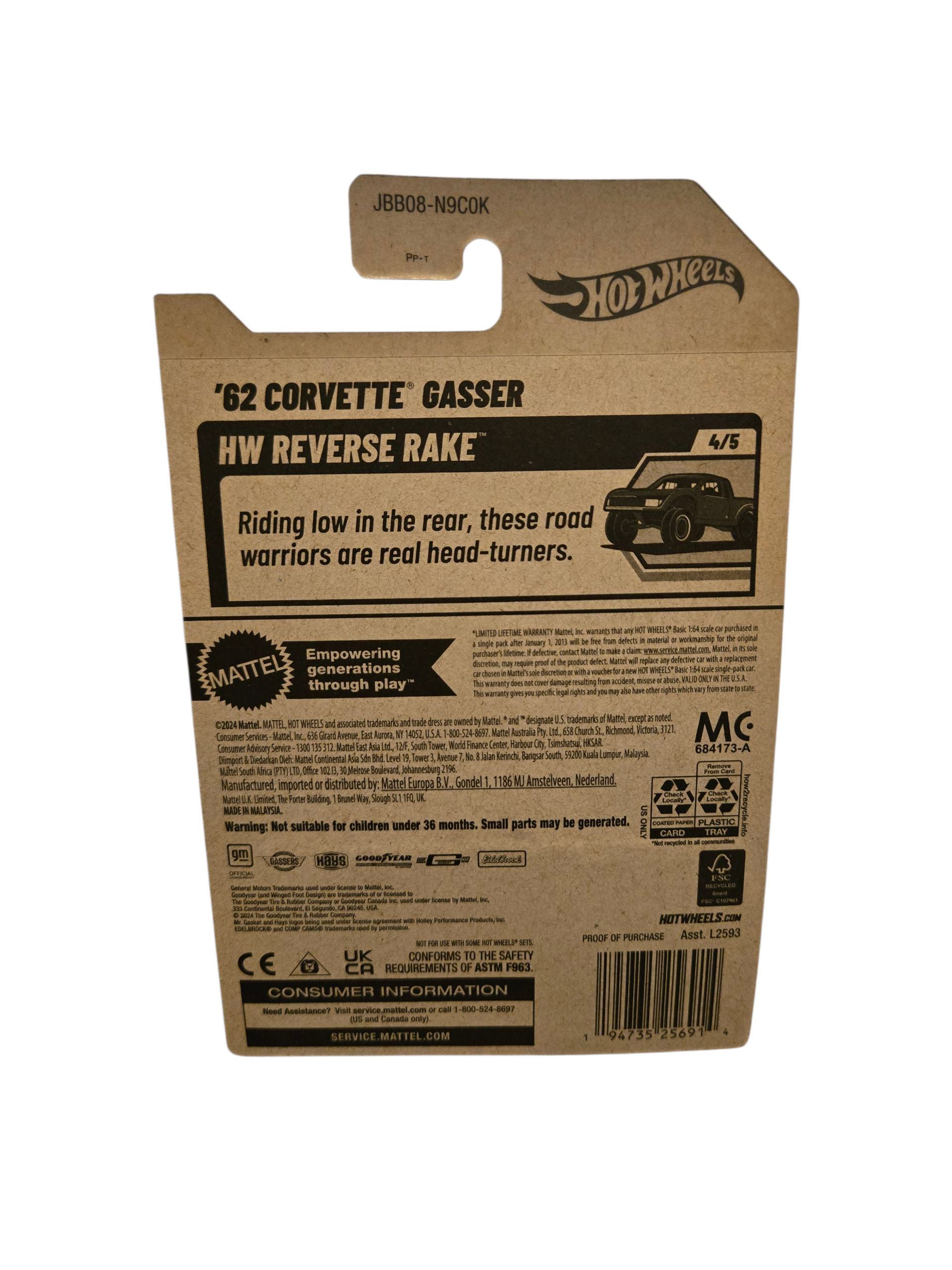 2025 Hot Wheels Mainline '62 Corvette Gasser - HW Reverse Rake Series #182/250